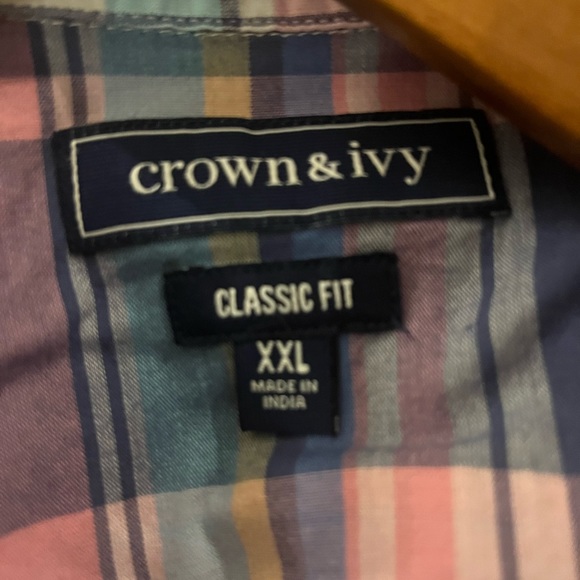 Men, shirt, Crown & Ivy, Classic Fit, size XXL, pink blue plaid, - Picture 2 of 3